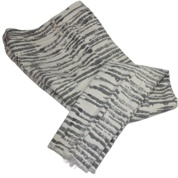 Mother Looker Girl With Cat Tattoo Ankle Fray Gray Cream Jeans, Size 26 - Picture 3 of 7